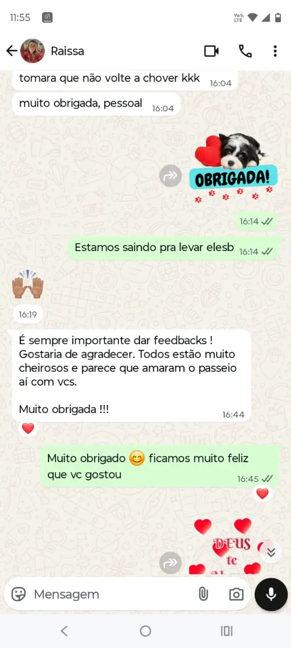 depoimento cliente petshop banho e tosa terra preta mairipora conversa de whatsapp com cliente satisfeito